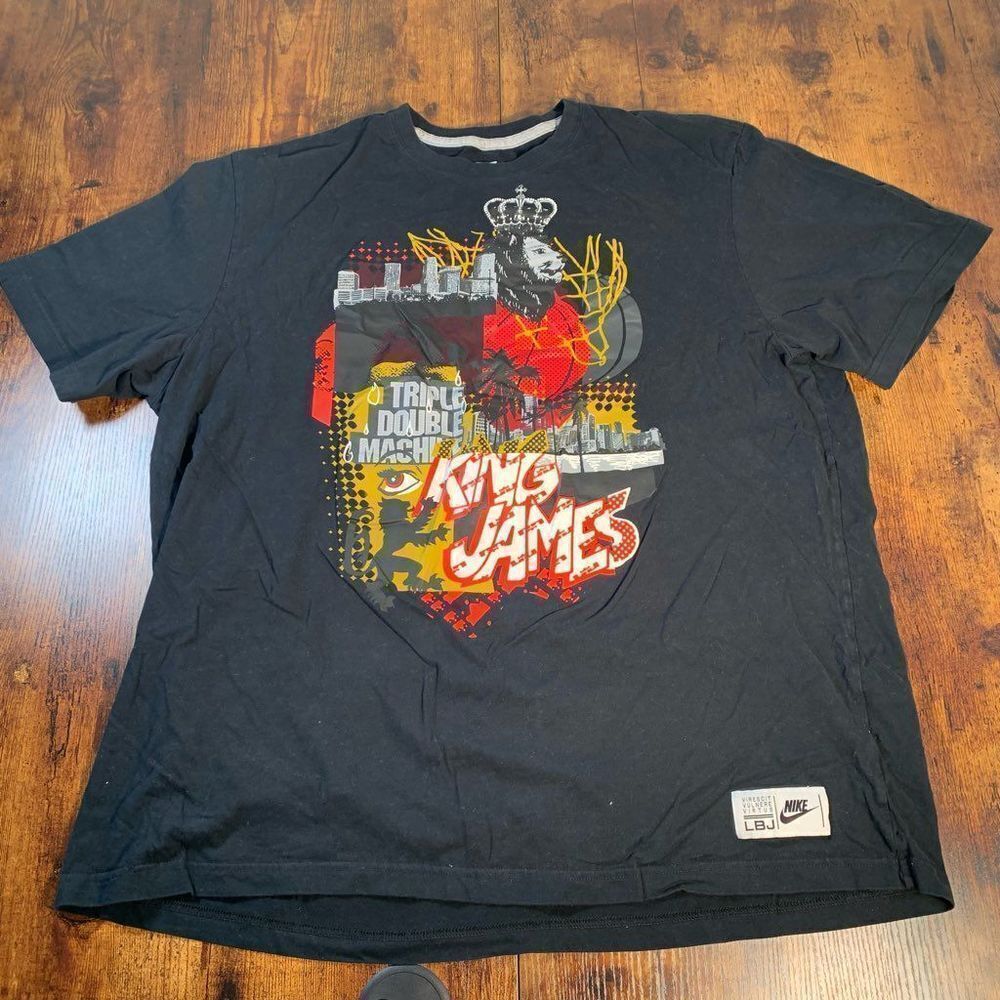 Nike‎ Lebron James king James Shirt Adult 2XL Black Short Sleeve NBA MVP